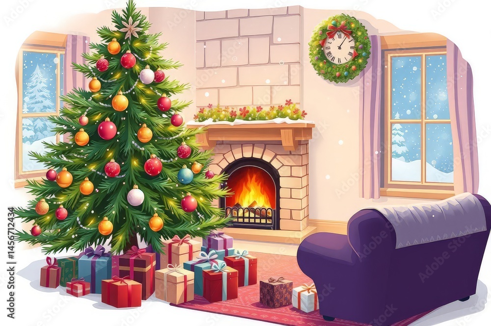 Cozy Winter Christmas Scene