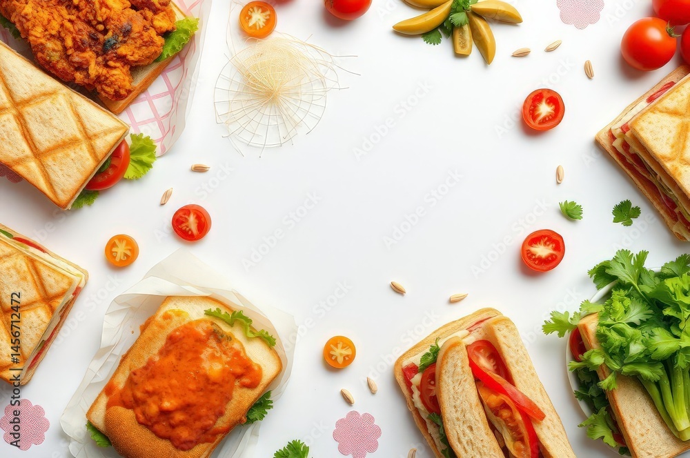 Delicious Sandwiches Flat Lay