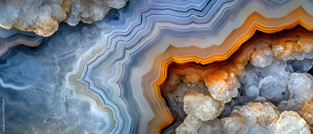Detailed Closeup Of Colorful Agate Slice With Layered Patterns Detailed Closeup Of Colorful Agate Slice With Layered Patterns