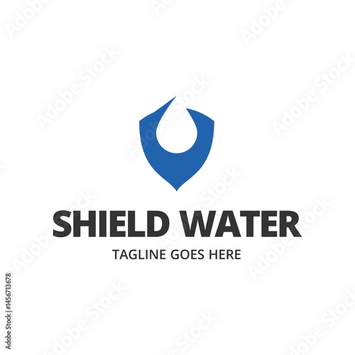 Water Shield logo design template. Water protect logo.