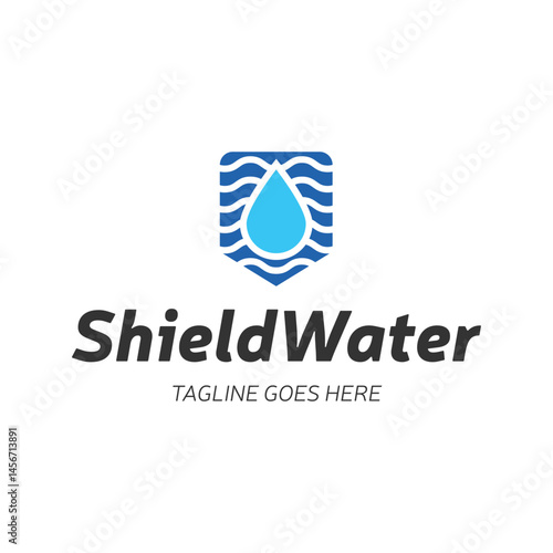Water Shield logo design template. Water protect logo.