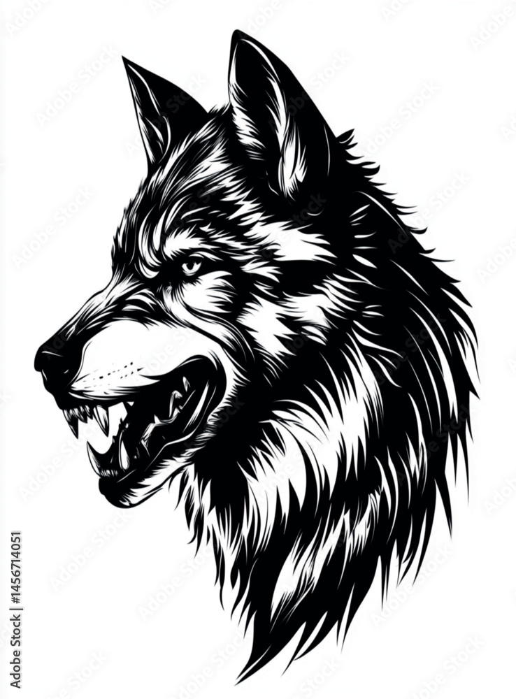 Obraz premium Drawing_of_Silhouette_Edgy_Design_Head_of_wolf
