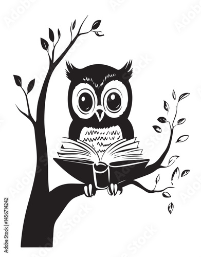 Drawing_of_Illustration_Little_Cute_Owl_Reading