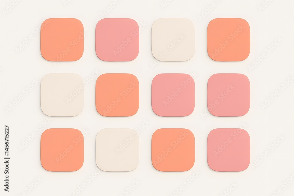 Minimalist Pastel Rounded Squares Grid Background - Soft Coral, Peach, Cream & Pink Tones for Modern Design Minimalist Pastel Rounded Squares Grid Background - Soft Coral, Peach, Cream & Pink Tones for Modern Design