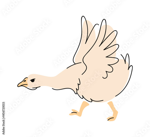 Goose attacking hand drawn doodle