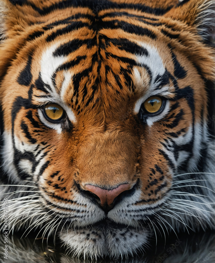 Fototapeta premium Kaleidoscopic Tiger Eyes with Infinite Reflection – Symmetrical Vision in a Hypnotic Abstract Portrait