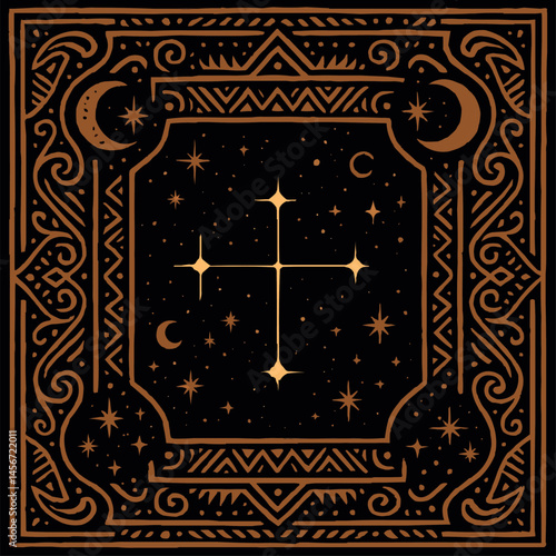 Crux Constellation Decorative Star Pattern Celestial Mystic Night Sky Art