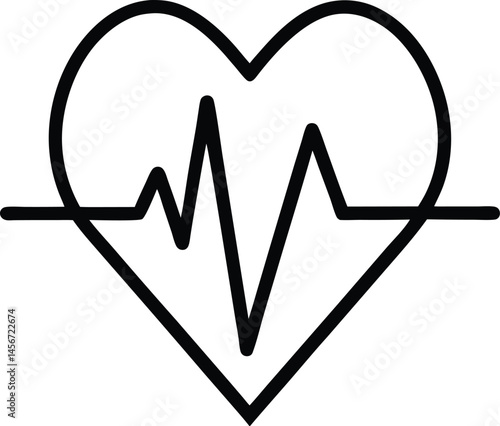 Heartbeat silhouette, Continuous line representing a heartbeat outline vector, vector illustration 