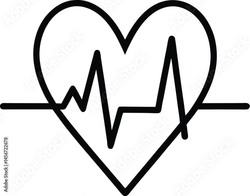Heartbeat silhouette, Continuous line representing a heartbeat outline vector, vector illustration 