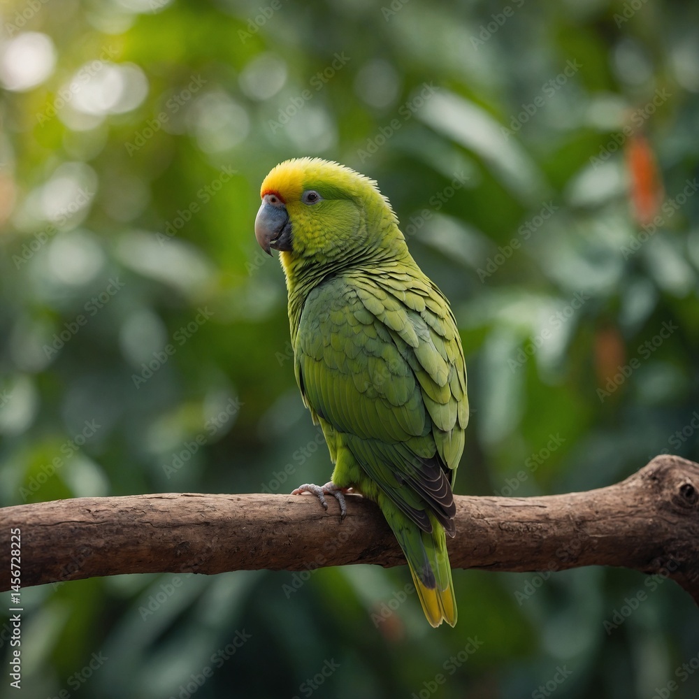 Obraz premium Horned Parakeet on Wooden Perch