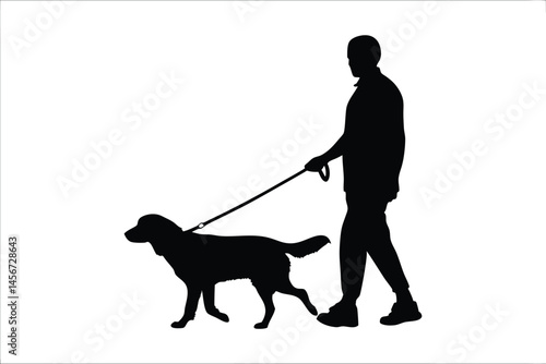 A man walking a dog silhouette, dog black symbol