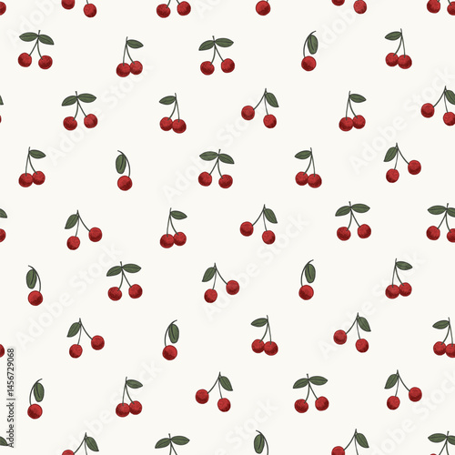 Cherry doodle vector seamless pattern