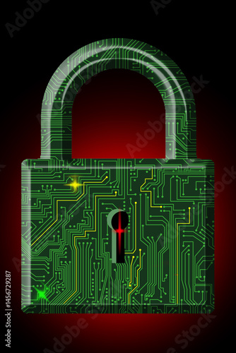 Wallpaper Mural Cyber security is illustrated with a padlock made of electronic circuits. This is a 3-d illustration. Torontodigital.ca