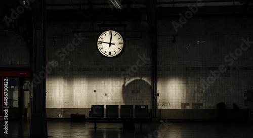 Empty Train Station Waiting Area at Night