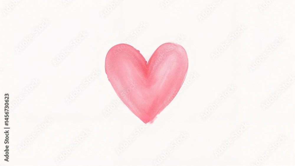 A pink heart drawn on a white paper. A pink heart drawn on a white paper.