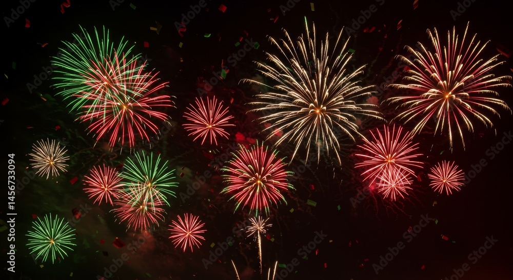 Fototapeta premium Juneteenth celebration with fireworks and confetti