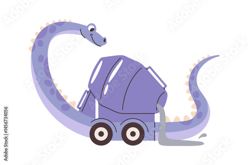 Dino concrete mixer hand drawn