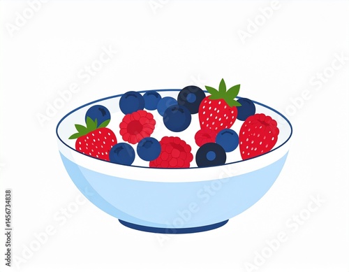 Berries fill a blue bowl; a mix of red & blue makes for a delightful, simple fruit salad