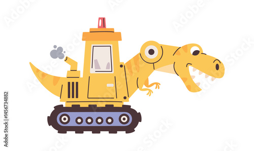 Dino raptor construction machinery doodle