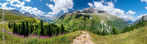View over the Ötztal Alps at Timmelsjoch (Passo del Rombo) mountain pass in Tyrol, Austria
