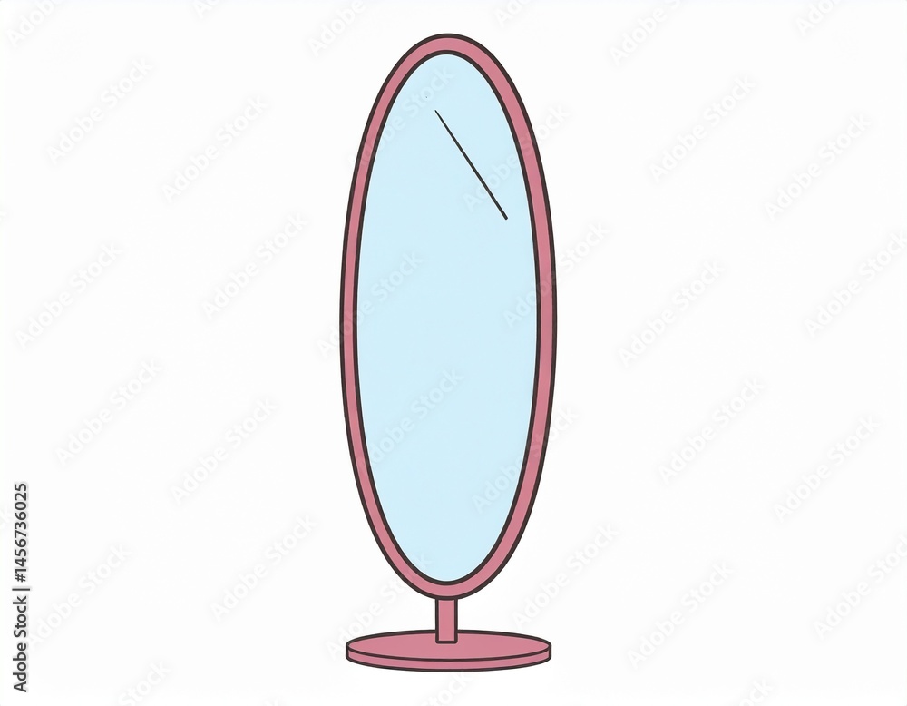 Elegant standing mirror with an oval shape. Reflective surface for clear visibility