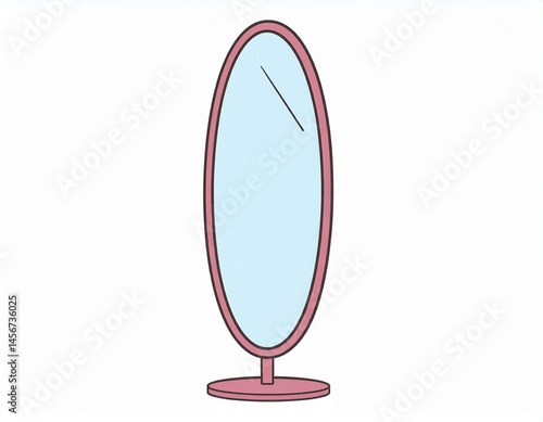 Elegant standing mirror with an oval shape. Reflective surface for clear visibility