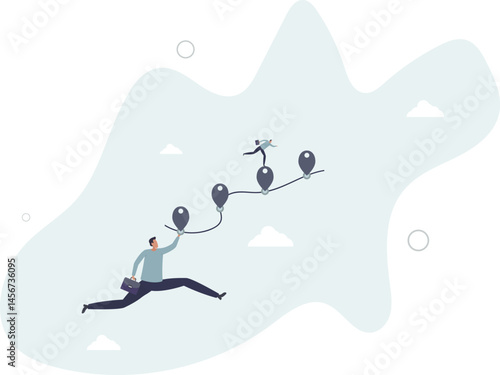 Roadmap, project milestone or business journey achievement, workflow or process timeline to success, step planning or progress concept. character life .