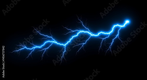 Blue Lightning Bolt on Black Background