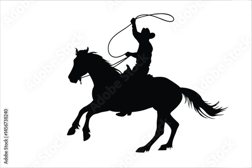 A running horse with cowboy silhouette vector, horse with cowboy black vector