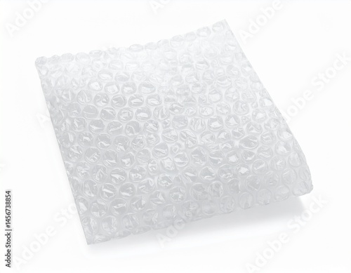 Obraz na płótnie Clear sheet with air-filled bubbles, diagonally angled and slightly curled on a white surface w salonie