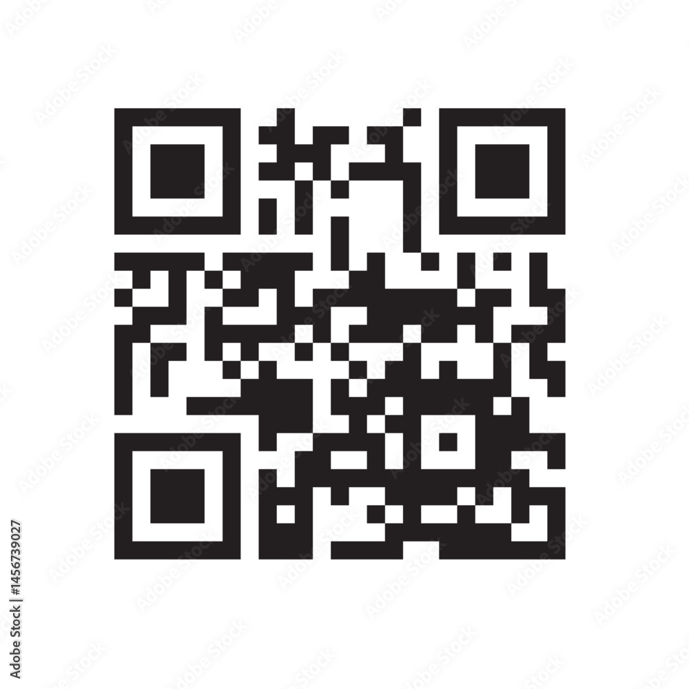 QR code icon. Fake template of quick responce matrix barcode in square grid. Mobile phone camera readable digital label isolated on white background. Vector graphic illustration QR code icon. Fake template of quick responce matrix barcode in square grid. Mobile phone camera readable digital label isolated on white background. Vector graphic illustration