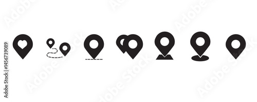 Set Of Address place icon symbol. Location icon collection. Vector Illustration.