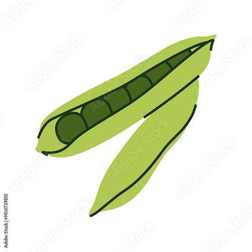 Stylized illustration of fresh green pea pods.