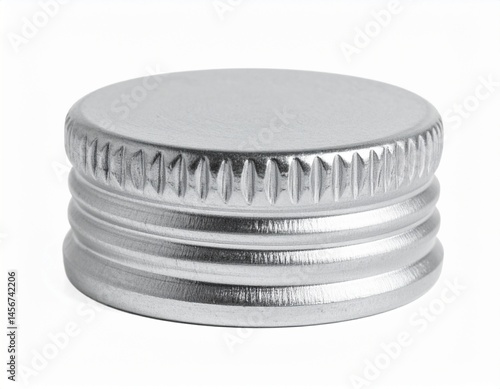 Silver metal cap with ridged edges, showcasing simplicity and functional design on a white background