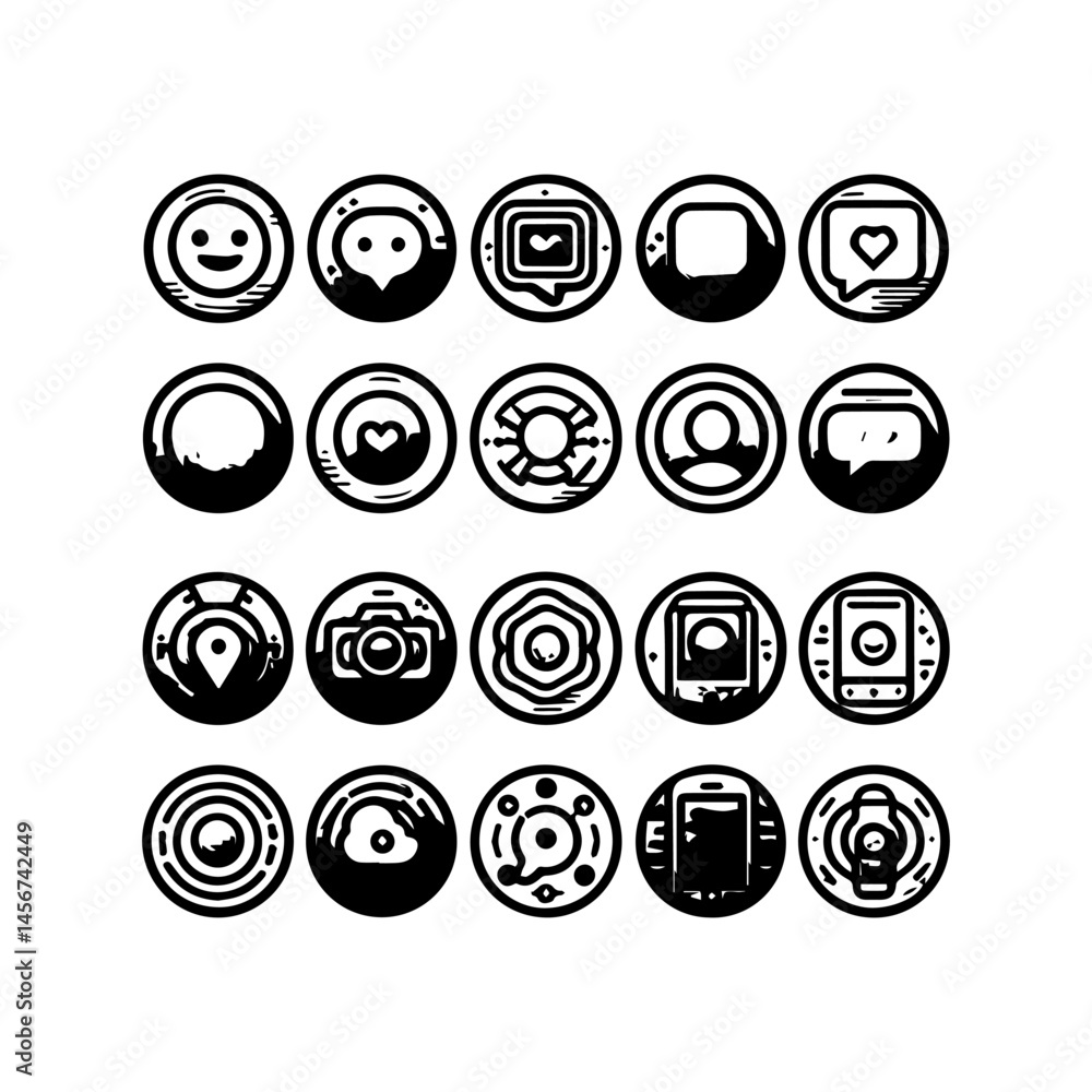 Black And White Media icon New Design Black And White Media icon New Design
