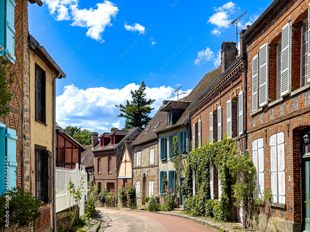 Antique building view in Gerberoy, France.