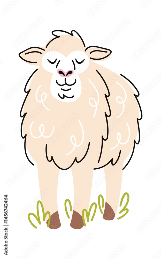 Fototapeta premium Sheep farm animal hand drawn
