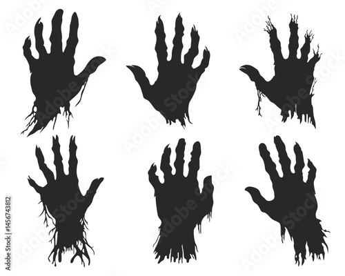 Silhouetted spooky hands conjure a chilling scene, perfect for Halloween or horror-themed designs, adding eerie ambiance to creative projects.
