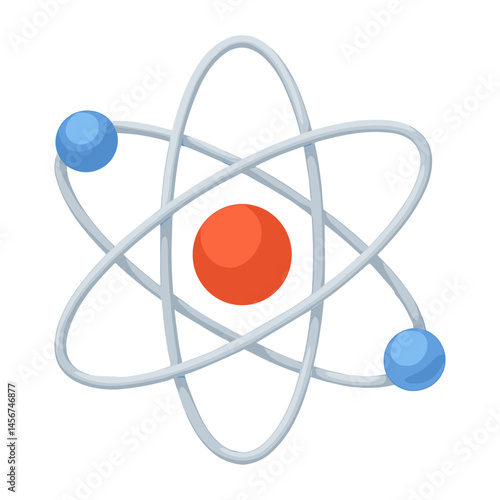 Atomic structure symbol with electrons and nucleus on white background