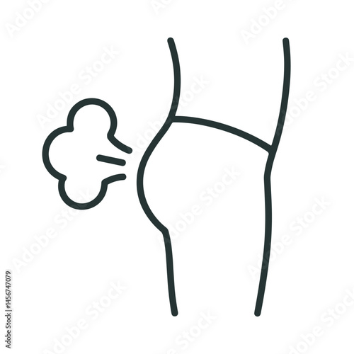 Humorous fart icon with simple line art design