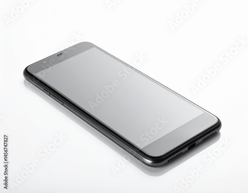 Obraz na płótnie A sleek smartphone is angled on a glossy, white surface, displaying its screen w salonie