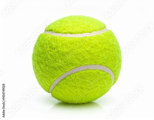 Obraz na płótnie A fuzzy, bright yellow tennis ball with curved white seams, isolated on a white backdrop w salonie