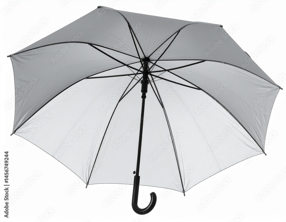 Open umbrella reveals a light interior, supported by a black frame and handle