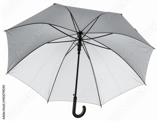 Open umbrella reveals a light interior, supported by a black frame and handle