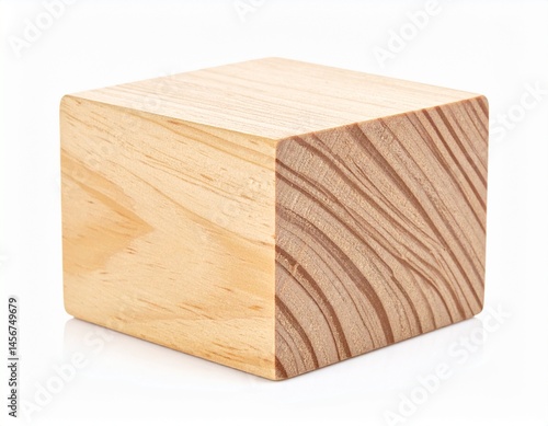 Obraz na płótnie Wooden cube displays natural wood grain detail, two distinct faces are visible in high resolution w salonie