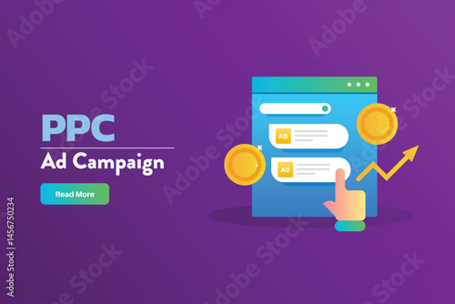 PPC advertising campaign generating high traffic, Pay per click ads concept, Spending money on search engine marketing. Paid ads concept.