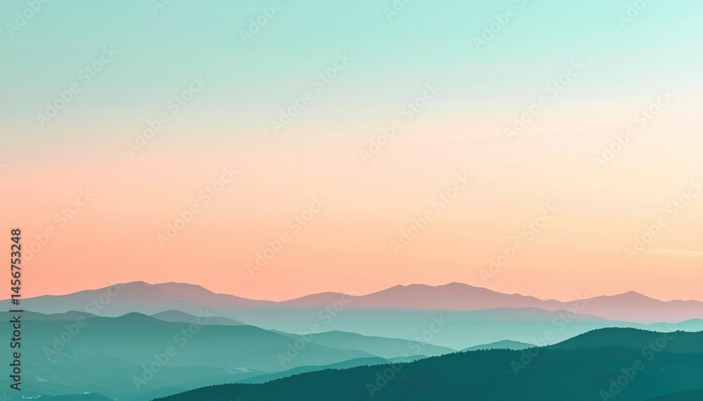 Fototapeta premium Breathtaking sunset over mountain ranges nature landscape serene environment aerial view tranquility and beauty