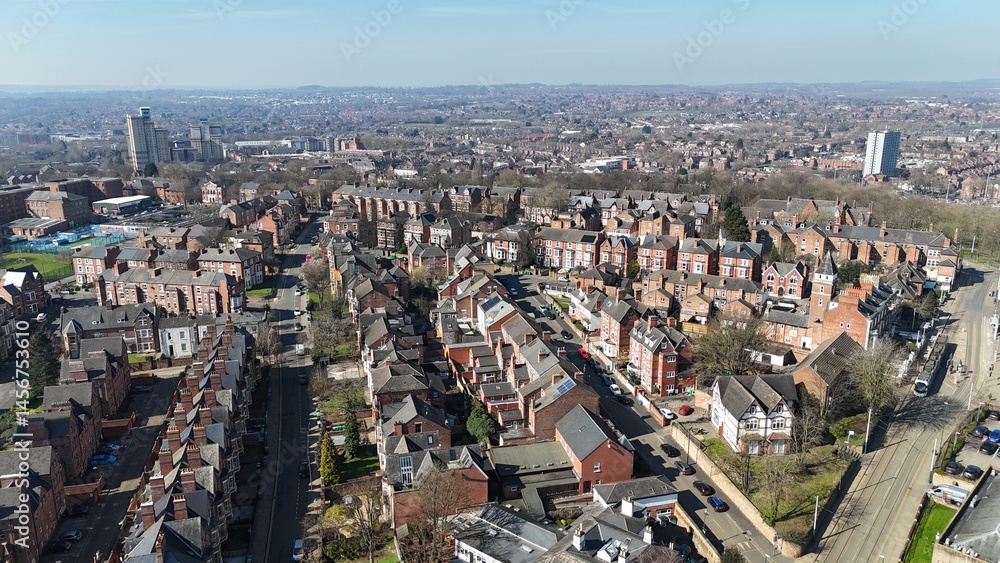 Obraz premium Rows of Terraced houses in Nottingham City UK
