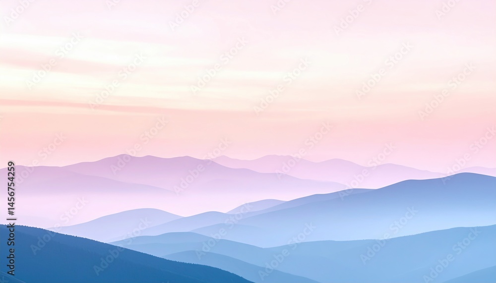 Fototapeta premium Serene sunrise over rolling hills nature landscape photography tranquil environment aerial view peaceful concept