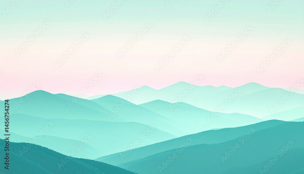 Obraz premium Tranquil mountain landscape serene environment digital art soft pastel colors aerial view nature exploration